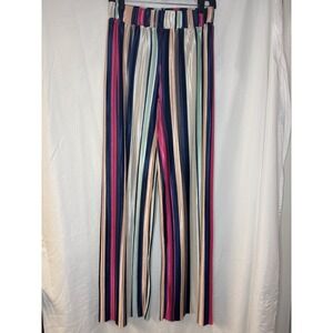 Versona Colorful Striped Wide Leg Pant Sz L Festival Boho